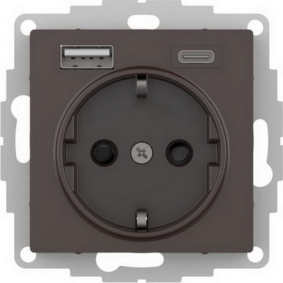 AtlasDesign ATN000632 Розетка 220 с usb 2 портами тип А-С 3000 mA мокко